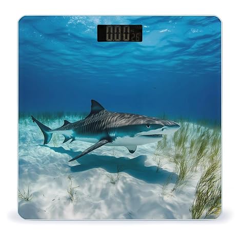 Tiger Shark Ocean Bathroom Scales for Body Weight Led Display Step-On Digital Weighing Scales for People