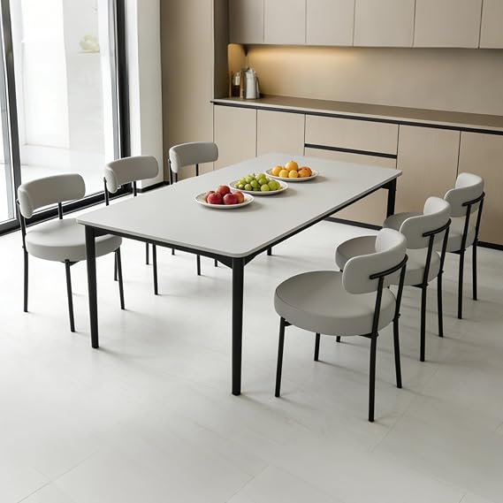 DYHOME Modern Dining Chairs Set of 6/PU Upholstered Dining Room Chair Gray