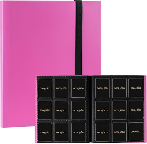 Card Binder 9 Pocket Storage 360 Card Binder,Trading Card Binder Senior and Sturdy Side-Loading Album,Intended For YuGiOh,MTG, TCG,Game Cards & Baseball Card Binde,（Rose Pink）