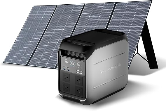 ALLPOWERS P1800 Portable Power Station with SP037 400W Solar Panel, 1024Wh LFP Battery Home Backup w/4 1800W AC/140W USB-C Outlet, Fast Charging Solar Generator for Camping Off-Grid Emergency
