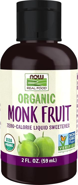 NOW Foods, Certified Organic Monk Fruit Liquid, Zero-Calorie Liquid Sweetener, Non-GMO, Low Glycemic Impact, 2-Ounce