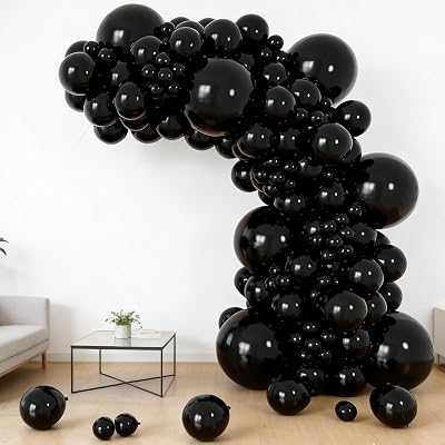 Black Balloon Arch Kit, 129 Pcs Balloons 18 10 5 Inch Different Size Balloons for Birthday Anniversary Graduation New Year Decorations