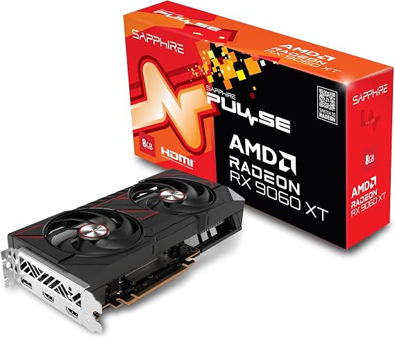 Sapphire Tarjeta Grafica Pulse Radeon RX 9060 XT 8GB GDDR6 Dual-X Cooling Gaming