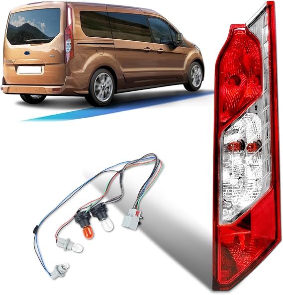 Tail Lights Compatible with 2014-2023 Ford Transit Connect | Rear Lamp With New Bulbs and Harness Taillight Rear Brake Lamp Signal Assembly(Right Passenger Side)