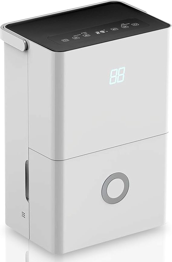 SereneLife 50-Pint Electric Home Compact Dehumidifier - 3000 Square Feet Quiet Electric Dehumidifiers For Home Closet Basement w/ 4L Water Tank Capacity, Removes Moisture - SereneLife SLDEHU50, White