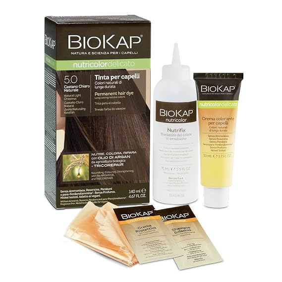 Biokap Permanent Hair Dye, Natural Light Chestnut 5.0, 4.67 Ounce