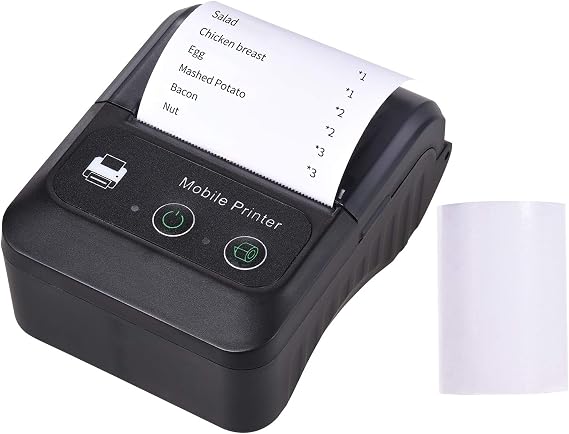 Portable Wireless BT 58mm 2 Inch Thermal Receipt Printer Mini USB Bill POS Mobile Printer Support ESC/POS Print Command Compatible with Android/iOS/Windows for Small Business Restaurant Retail