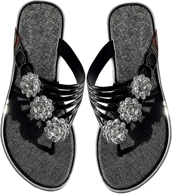 Floral Pattern Cutout Toe Post Flip Flops