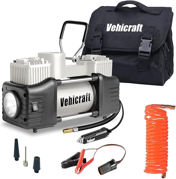 12V Tire Inflator, 150 PSI Dual-Cylinder Air Pump for Car, SUV, RV