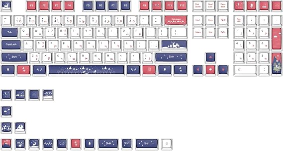 MOLGRIA PBT Pudding Christmas Keycaps 129 Set, Custom ASA Profile 4-Side Light Transparent Key Caps for 60/75/98 Percent Cherry MX Switch RGB Backlit Mechanical Gaming Keyboard ANSI Layout(White)