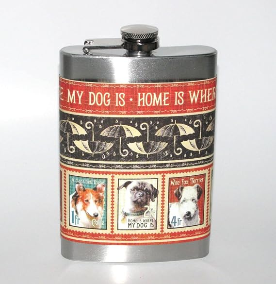 Home Is Where My Dog Is 8 oz Liquor Hip Flask Flasks Gift