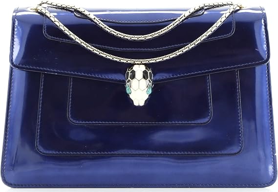 Pre-Loved Serpenti Forever Shoulder Bag Patent Medium, Blue