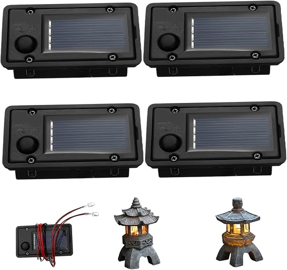 Solar Light Replacement Top, 4Pcs 1.6x2.8 Replacement Solar Panels with Warm Light. Waterproof Replacement Solar Light Tops, DIY LED Solar Replacement Top Unit for Garden Lights