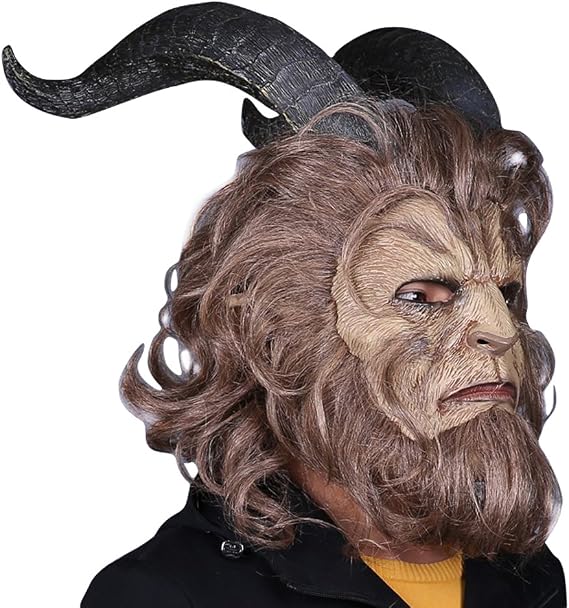 Beast Mask Latex, Halloween Adult Deluxe Funny Replica Headgear Party (Free Size)