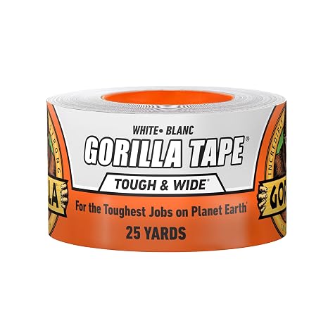 GORILLA Tape Tough & Wide, White, 2.88" x 25 yd | Double-Thick Adhesive, Grips Rough Surfaces, Heavy Duty, Weather Resistant for Indoor or Outdoor Use