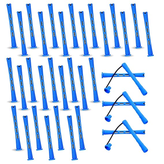 30 Pcs Perm Rods For Short Hair Plastic Cold Wave Rods Hair Curling Rollers Curling Roller Perm Rod Small Hair-Rollers for DIY Styling (Blue, 0.47 Inches)