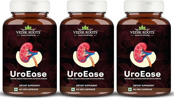 UroEase Ayurvedic Herbal Supplement to Help Maintain Kidney Health & Uric Acid Level Provides Support to Manage Urinary Tract 60 Veg Capsules (Pack of 3)