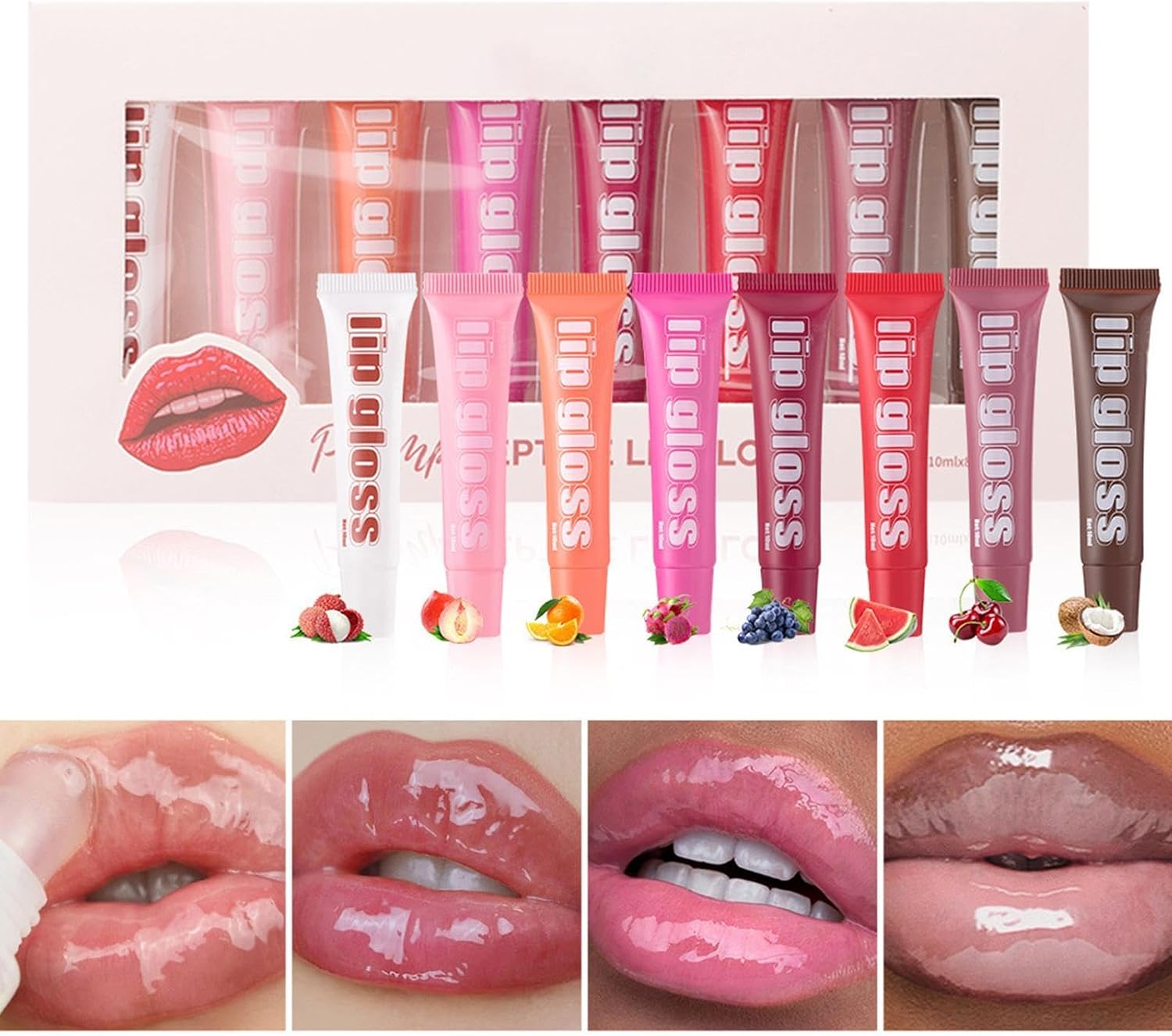 Hydrating Lip Gloss Set - 8X Jelly Tinted Lip Butter Oil | Lip Gloss In Assorted Fruity Flavors, Clear Glossy Lip Care Gloss, Lip Gloss Collection Makeup Set For Girls And Women Makeup