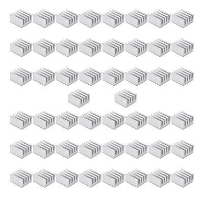 50pcs Aluminum Small Mini Heatsink Kit 9x9x5mm with Thermal Conductive Adhesive Tape Mini Cooler Aluminum Heat Sink for Cooling VRM GPU Stepper Driver MOSFET VRam Regulators