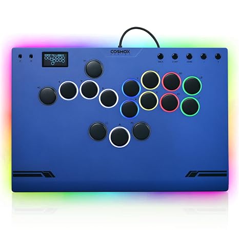 Haute42 M Ultra Gen2 Aluminum Leverless Arcade Stick, Hot-Swap, Blue | Cable Security Clasp &Button LED Rings, Supports Hot Swap & SOCD, Compatible with PC/Ps3/Ps4/Switch/Steam