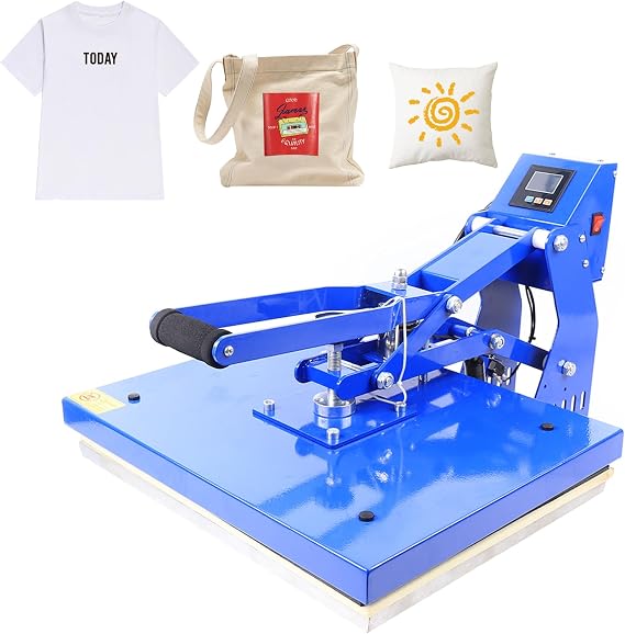Heat Press 16'' x 20'' Manual Magnetic Semi-Automatic Heat Press, 110V/60HZ Auto Open Heat Press Machine Horizontal Version for T-Shirts Hats Bags, Blue