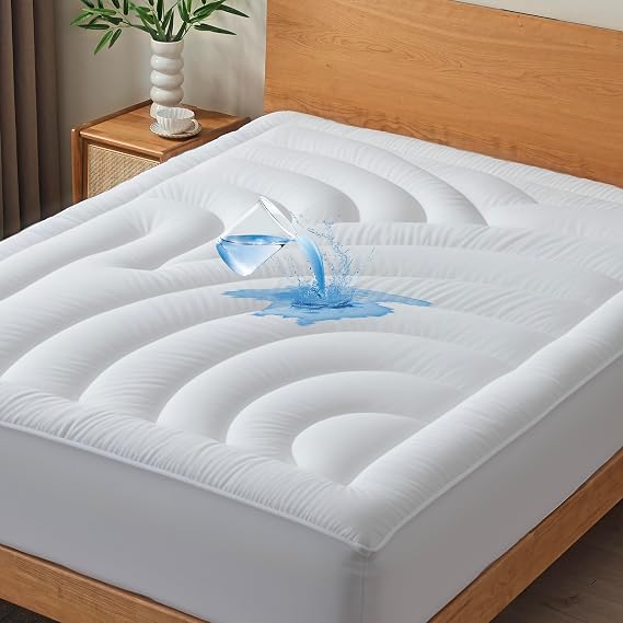 Waterproof Mattress Pad King, Quilted Fitted King Mattress Protector
