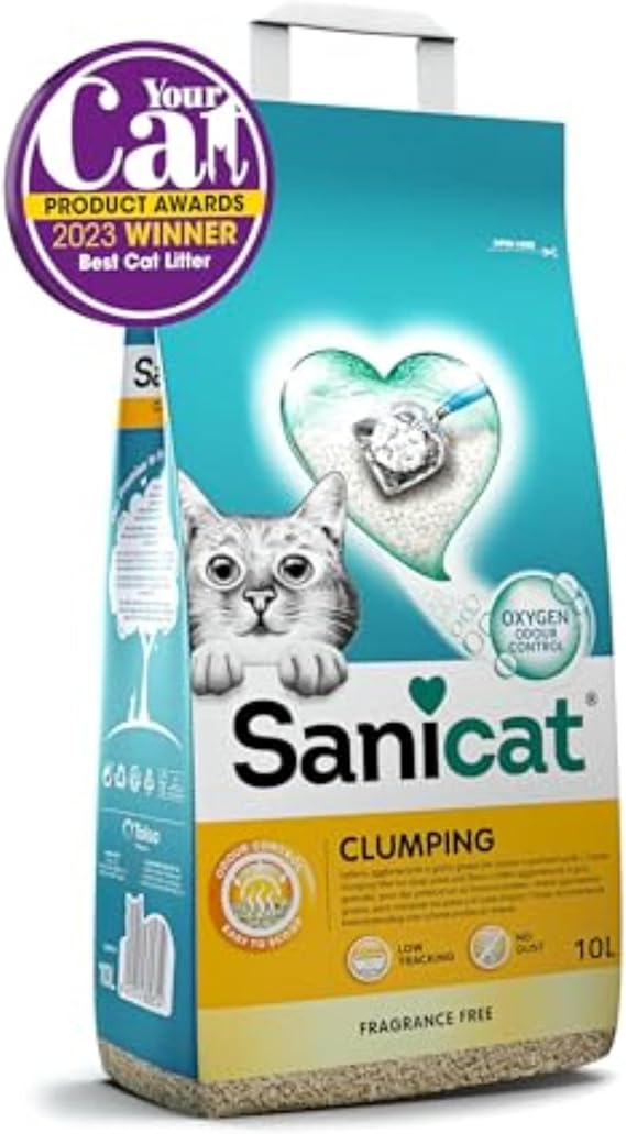 Sanicat - Clumping Unscented Cat Litter | Made of natural minerals with  odour control | Absorbs moisture and makes cleaning easier | 10 L capacity