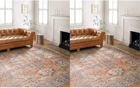 Loloi II Loren Terracotta/Sky Area Rug 5'-0" x 7'-6" and Runner 2'-6" x 7'-6"