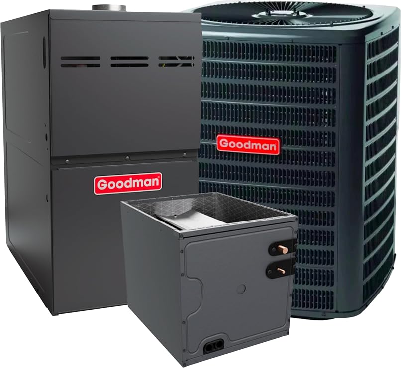 Goodman 5 TON 14 SEER2 Upflow R-32 AC System with 80% AFUE 120k BTU furnace (GLXS4BA6010 condenser with GM9S801205DN furnace and CAPTA6030D3 coil)