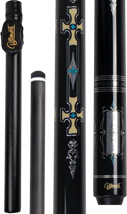 Billmart Carbon Fiber Pool Cue Stick,12.5mm Low Deflection Shaft Billiard Sticks with Hard Case, 19oz Professional Pool Stick