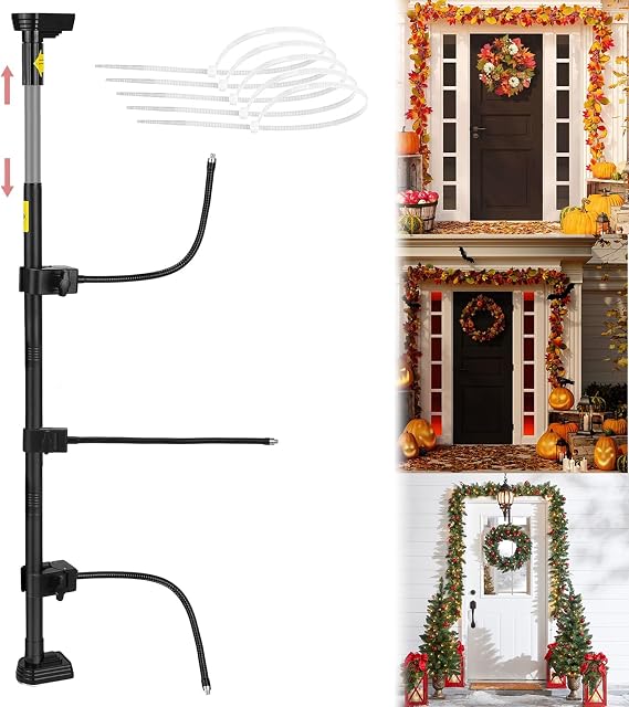 Garland Hanger for Front Door Frame, Adjustable 30"- 82" Heavy Duty Decoration Holder, No Drill Damage Free Installation for Christmas Wreaths, Lights, Holiday Decorations