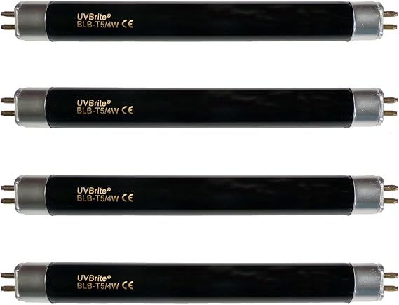 UVBrite 4-Pack BLB-T5/4W F4 (150mm) F4T5 4 Watt Blacklight Bulb for UV Bank Note Money Checker