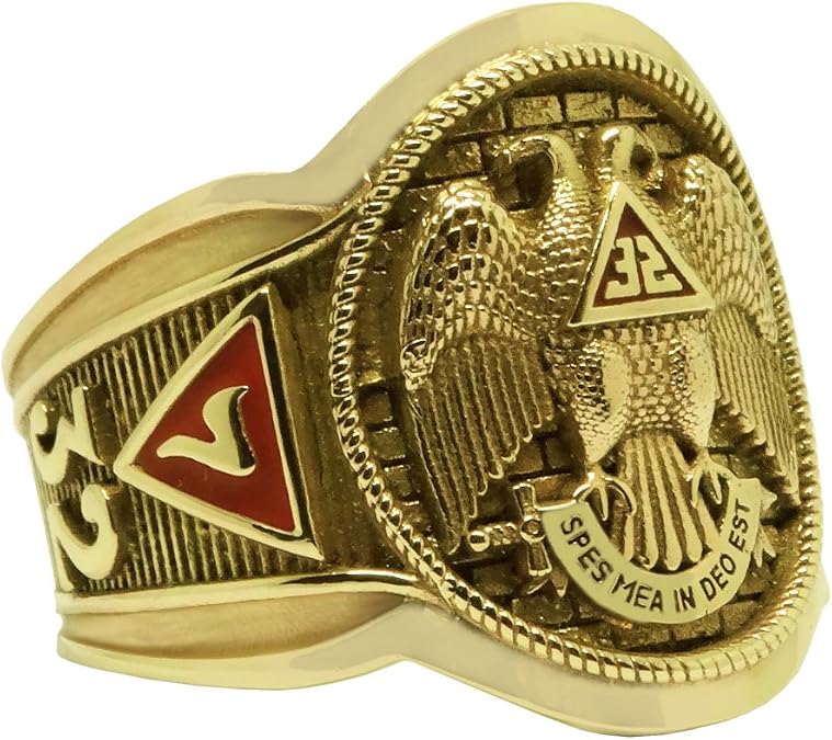 Scottish Rite 32 Degree Masonic Knights Templar Gold 10K Freemasonry Signet Ring KTR005 Y 10K