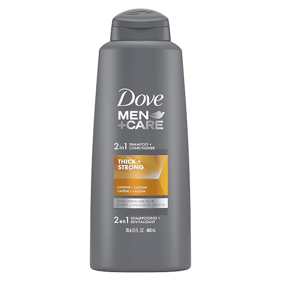 Dove Men+Care Fortifying 2 in 1 Shampoo and Conditioner for a Deep Clean and Fortified Hair Thick and Strong with Caffeine Strengthens and Nourishes Thinning Hair, Gray, 20.4 Fl Oz