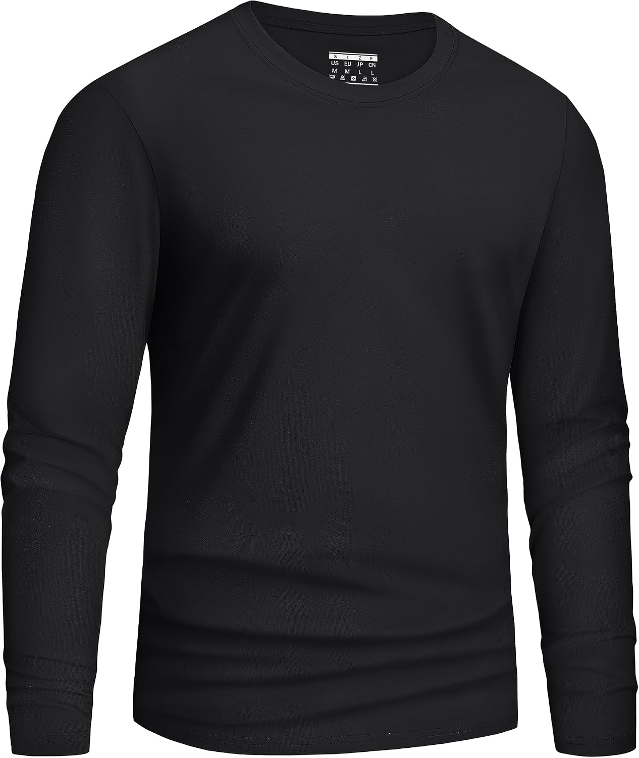 Cavva Men's Long Sleeve T Shirt Cotton Plain T Shirts Crew Neck Casual Basic Tops Breathable Comfortable Tee Shirts