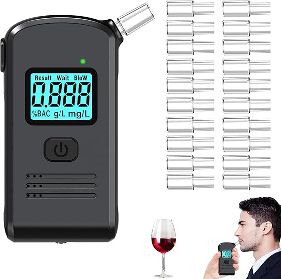 Breathalyzer- High Accurate Professional Breathalyser with 20 Mouthpieces, Portable BAC Test Device with Digital LED Display for Drink Driving Home Personal Professional Use