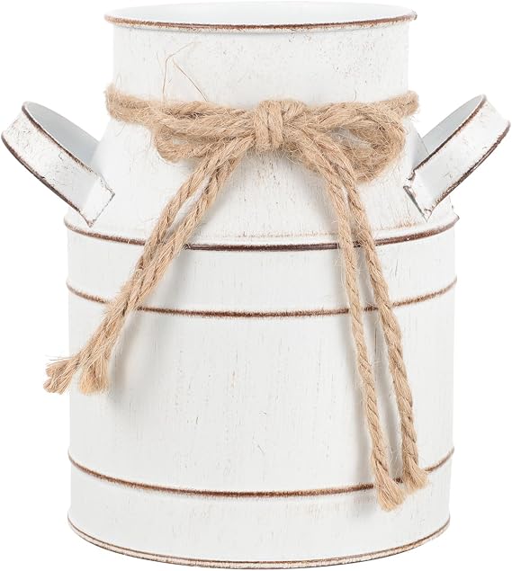 Galvanized Metal Flower Bucket with Handle - Rustic 6-Inch Metal Bucket Planter for Home Decoration, Ideal for Christmas Decor and Gift Giving