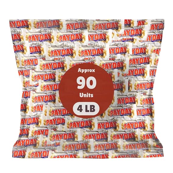 Pay-Day Peanut Caramel Bars - Fun Size Candy Bar - Approx 40 Peanut Caramel Bars (4 LB, Pay Day)