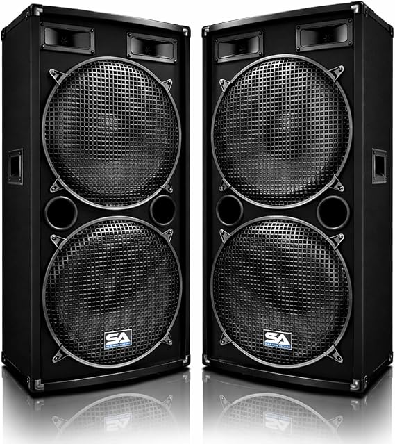 Seismic Audio - Pair of Dual 15" PA DJ SPEAKERS 1000 Watts PRO AUDIO - Band, Bar, Wedding, Church