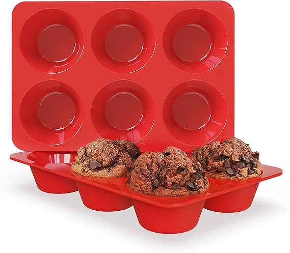 SILIVO 2 Pack Jumbo Muffin Pans, 6 Cup Nonstick Large Cupcake Pan