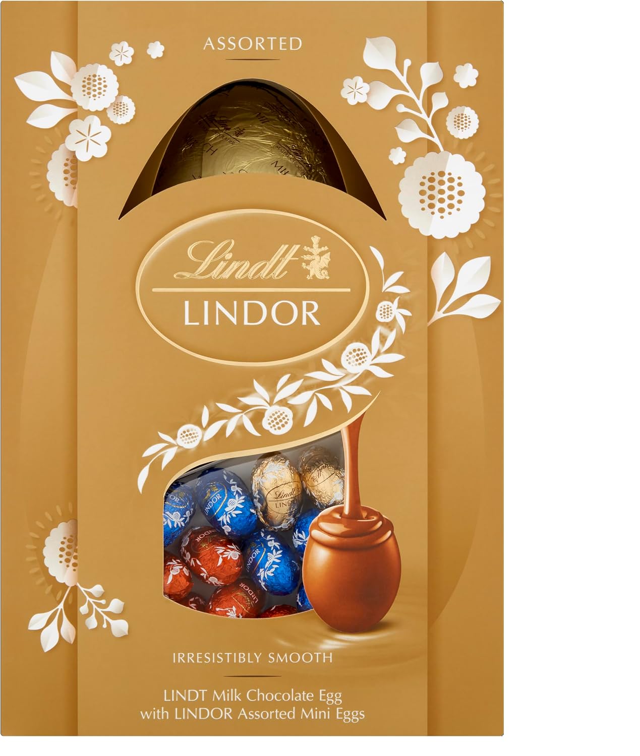 Lindt Lindor Assorted Chocolate Easter Egg Medium, 215g - Contains Assorted Milk, Dark and White Chocolate Truffles with a Smooth Melting Filling - Easter Gift