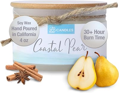 Coastal Pear Scented Soy Hand Poured Artisan Candle, 4oz, 30 Hour Burn Time