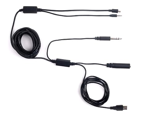 V2 18FT ATC Radio Audio Recording Cable with Dual Output for Gopro Phone Audio Recorder Extra Long 5meter Airplane Cockpit Intercom with USB Power HERO3 HERO3+ / HERO4, Needs Adapter For Newer Models