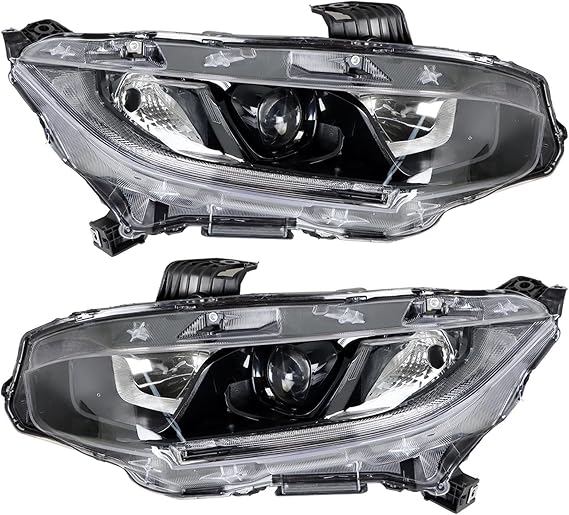 labwork Headlight Assembly Replacement for Honda Civic 2016-2021 Headlights Set Driver & Passenger Side
