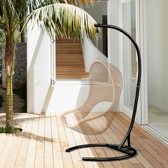 Hammock Stand Only Max 300lbs Hammock Chair Stand Only Heavy Duty Hanging Chair Stand 360 Degree Rotation Egg Chair Stand C Stand Frame for Egg Chair Indoor Outdoor Porch Swing