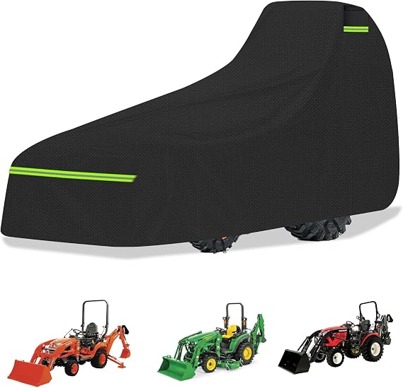 Tractor Cover, Heavy Duty 600D Waterproof Oxford Tractor Cover for John Deere/Kubota/Mahindra Compact Tractors Front Loaders & Backhoes, All Weather UV Protection (189" L x 76" W x 86" H)