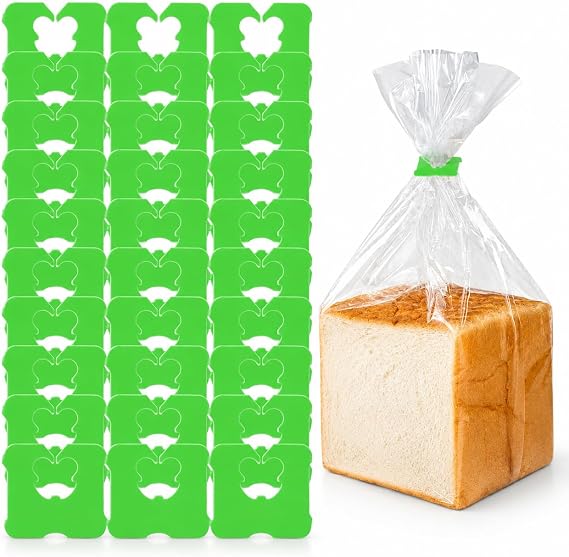 100 Pieces Reusable Green Plastic Bread Clips Keep Your Food Fresh, Food Storage Bag Clips 7/8 x 1 Inches