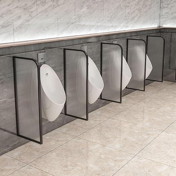 Wall-Mounted Urinal Partition Tempered Glass Panel Urinal Baffle Partitions with Stainless Steel Wall-Mounted Screen Toilet Partition Wall-Mounted Men Urinal Screen,A,5PCS [Energy Class A]