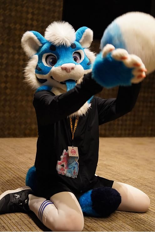 Japan Blue Tiger Cat Huksy Dog Fursuit Costumes Full Furry Suit Fursona Kigurumi Digitigrade Anime Costume