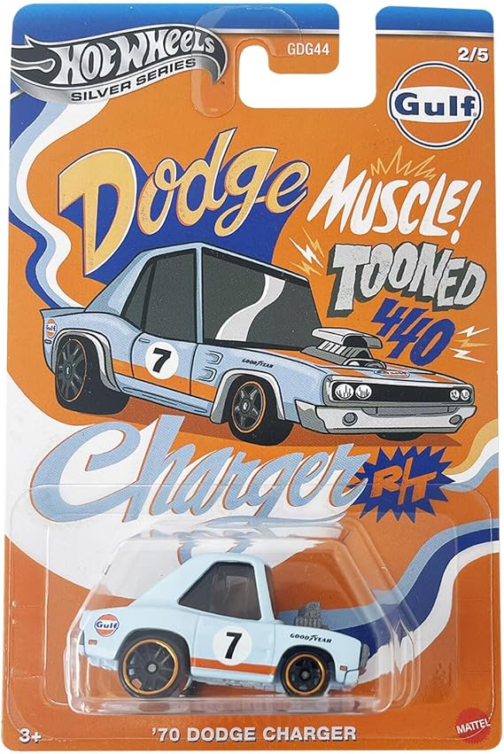 Hot Wheels '70 Dodge Charger, Silver Series, Toon'd Series 2/5, 1:64 Scale Diecast